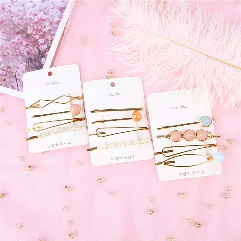 4 шт./компл. жемчужная заколка женские заколки разноцветные бусины для волос