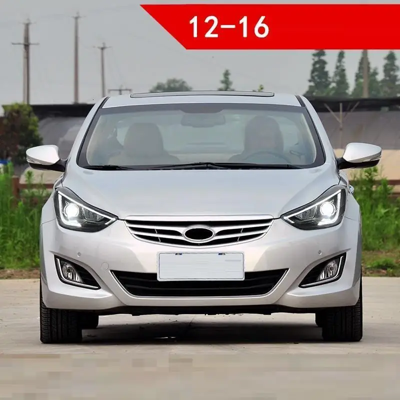 Drl Automovil автозапчасти Cob Стайлинг светодиодные дневные ходовые боковые поворотники фары автомобильные фары в сборе для hyundai Elantra