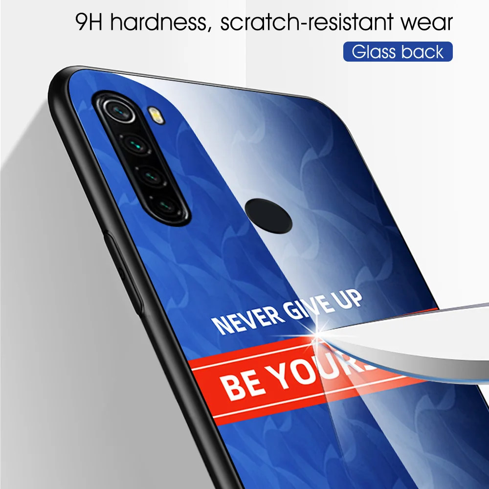 Градиентный стеклянный чехол для телефона Xiaomi Redmi Note 8 Pro цветной мягкий