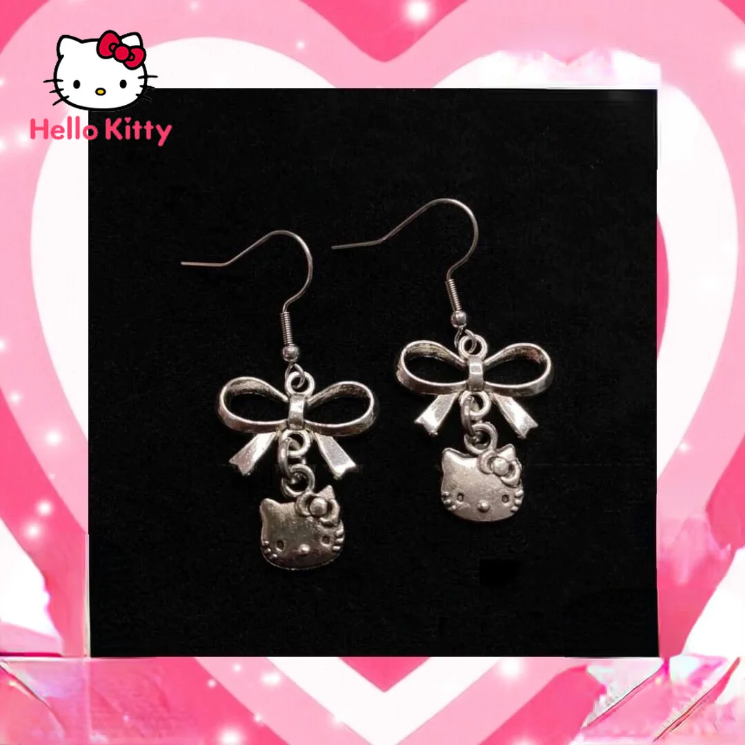 

TAKARA TOMY cute cartoon Hello Kitty bow ear hook simple creative wild decoration children's earrings