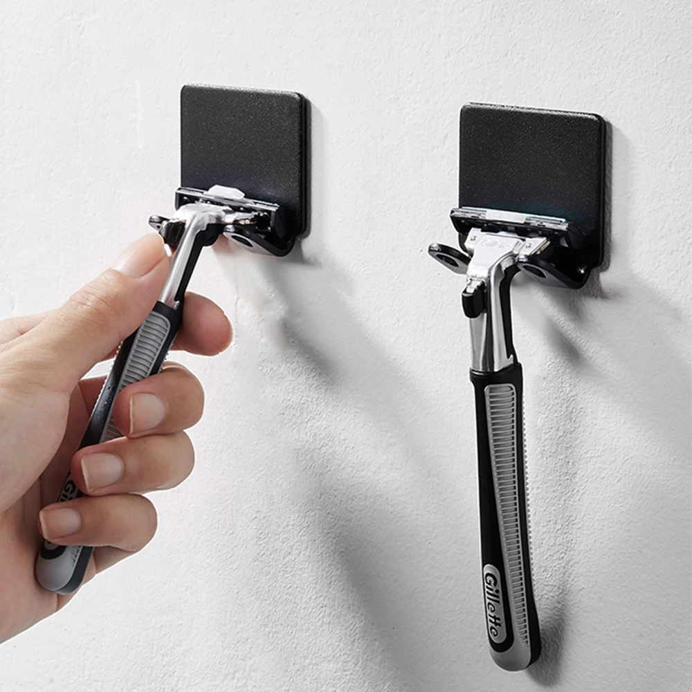

Punch Free Razor Holder Storage Wall Hooks Men Shaving Shaver Shelf Towel Key Clothes Hanger Aluminum Hook Bathroom Accessories