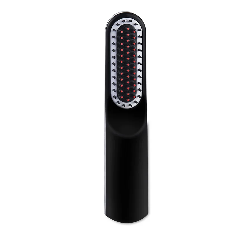 black Выпрямитель для волос щетка USB Беспроводная зарядка Авто Фен щетка портативная мини Керамическая Расческа с функцией ионизации - Цвет: black