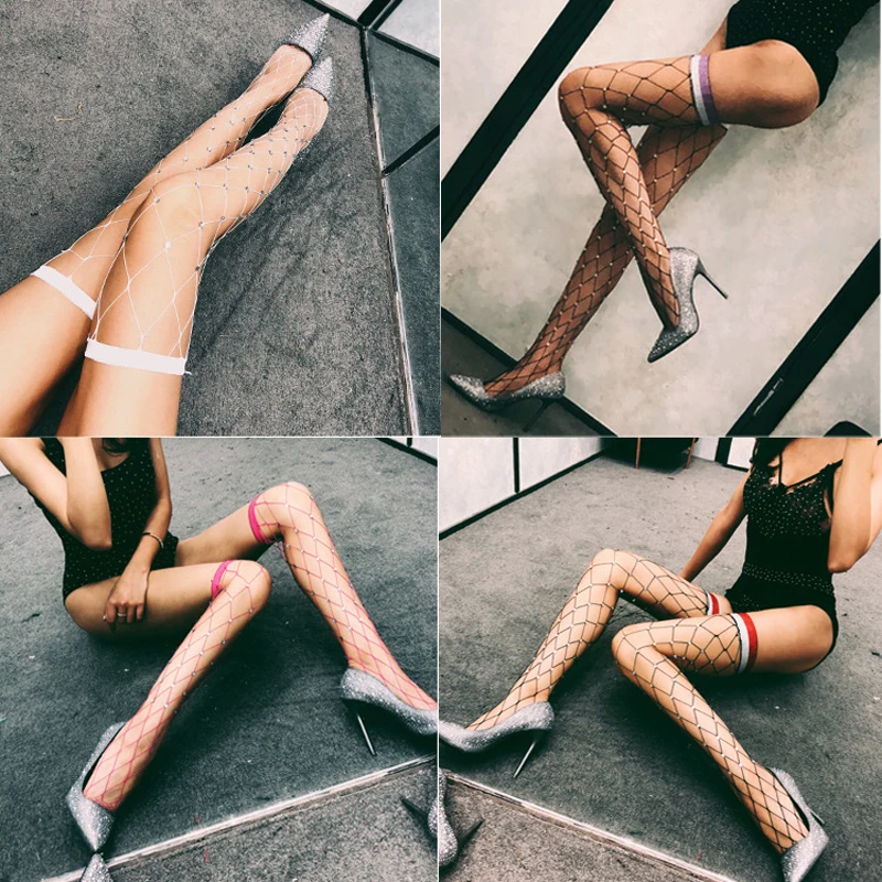 Новая модная Внешняя торговля размер сексуальные чулки Стразы горячие сверления