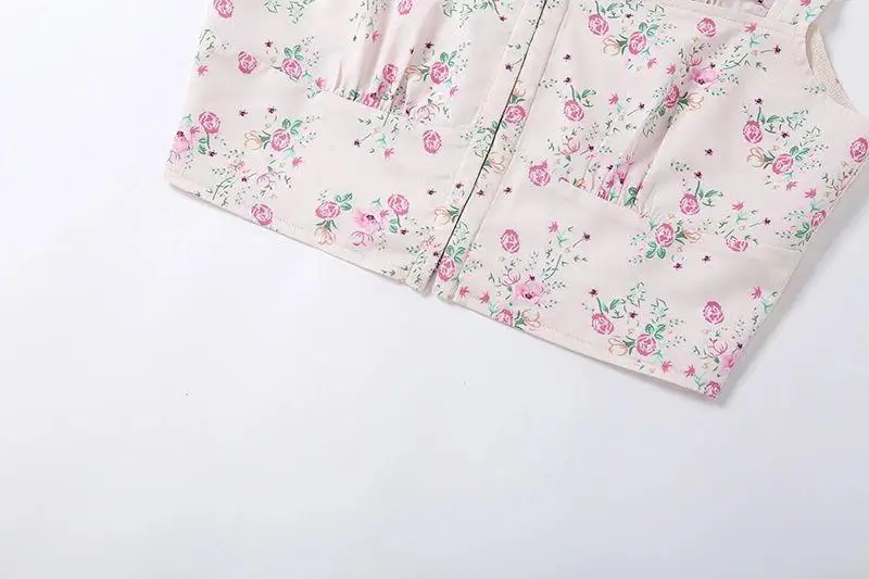 

Crop top women summer autumn floral vest sexy vintage fashion ruffles street casual tank top crop womens tops women