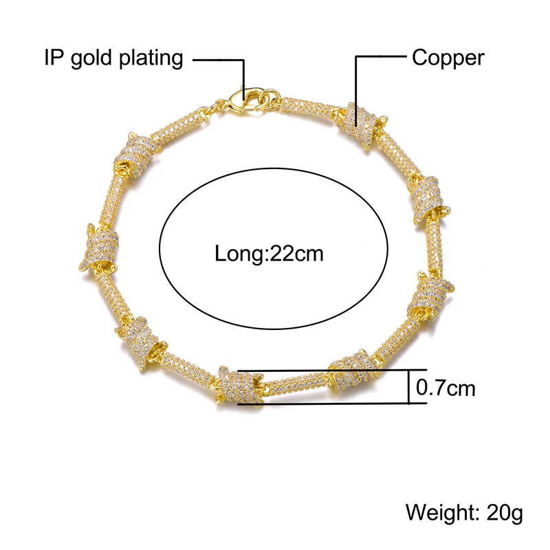 Браслет-цепочка Мужской со сверкающими фианитами 7 мм |