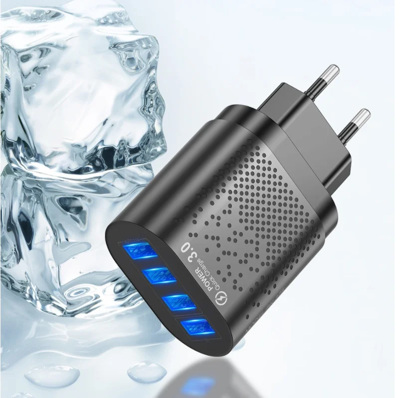 

USB Charger Quick Charge 3.0 4 Port Fast Charging Wall Adapter For Xiaomi Samsung Huawei iPhone US EU Plug Mobile Phone Charger