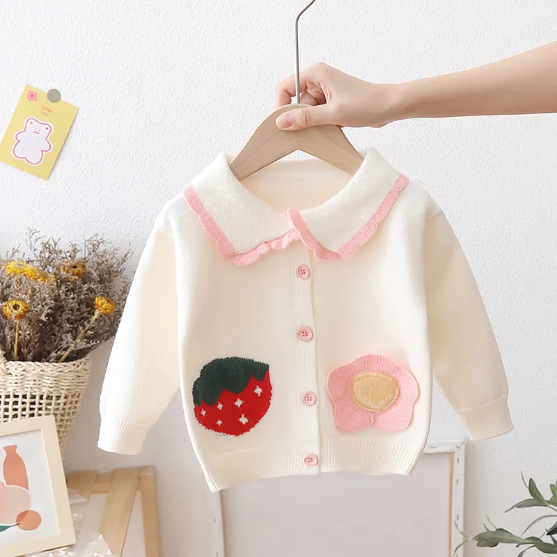 

Children Knitted Bottoming Shirt Autumn Winter Girls Cardigan Sweater Kids Lapel Sweater Toddler Infant Clothing Casual Tops