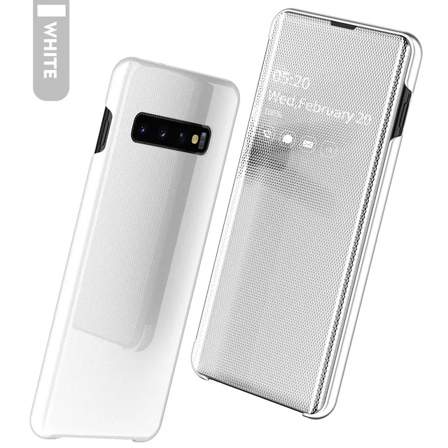 BoeYink умный зеркальный Чехол С Откидывающейся Крышкой для samsung Galaxy S10 S8 S9 плюс S10e S7 Edge Note 8 9 A50 A30 A70 A7 A750 чехол - Цвет: White