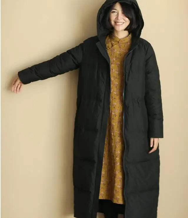 Длинное женское толстое пальто на утином пуху женская зимняя пуховая куртка с