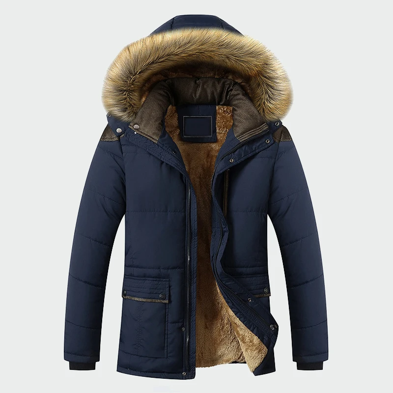 Winter Windbreaker Cotton Jackets Coats Men Casual Slim Thick Warm Hooded Parkas Coats Men Long Waterproof Overcoats 5XL