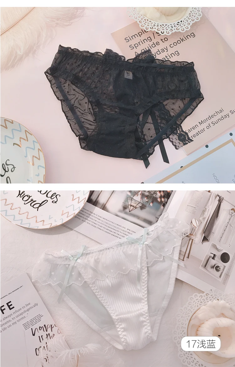3 шт., японские милые Лолиты для девочек, Kawaii Nets, пряжа с бантом, кружевные трусы принцессы с рюшами, Трусы средней длины, маленькое сказочное нижнее белье, трусы