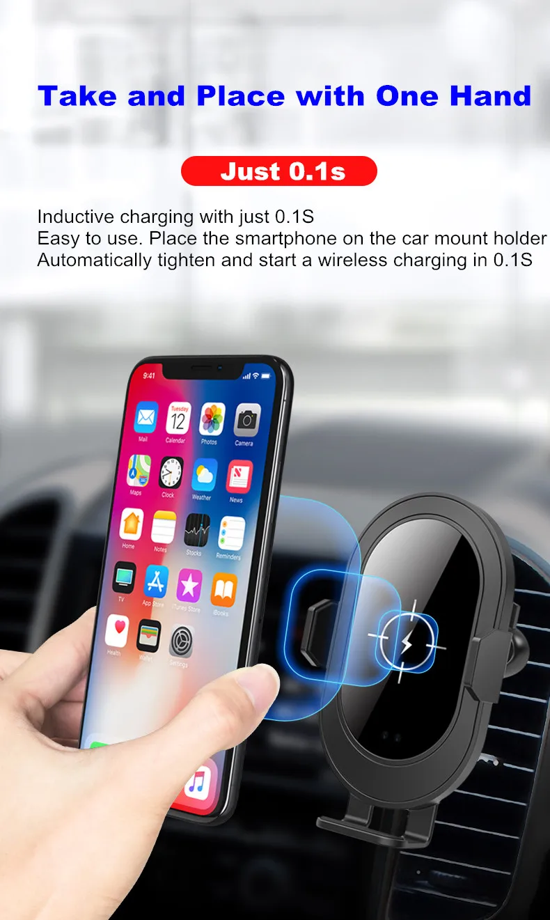HKHUIBANG 10 Вт QI Беспроводное Автомобильное зарядное устройство для iPhone Samsaung type-C быстрая Беспроводная зарядка интеллектуальное инфракрасное Qi Беспроводное зарядное устройство