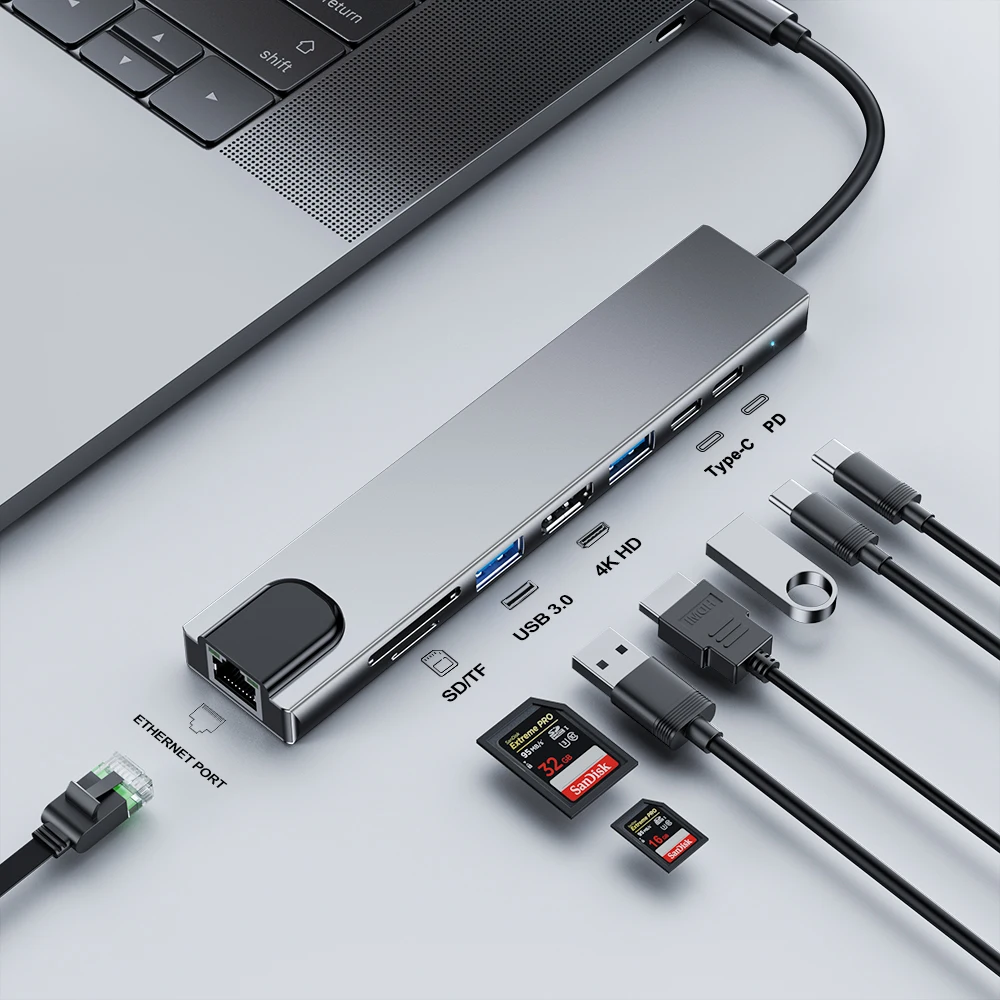 Адаптер USB 3 0 на Type C 4K HDMI совместимый Разветвитель 2 устройство для чтения карт
