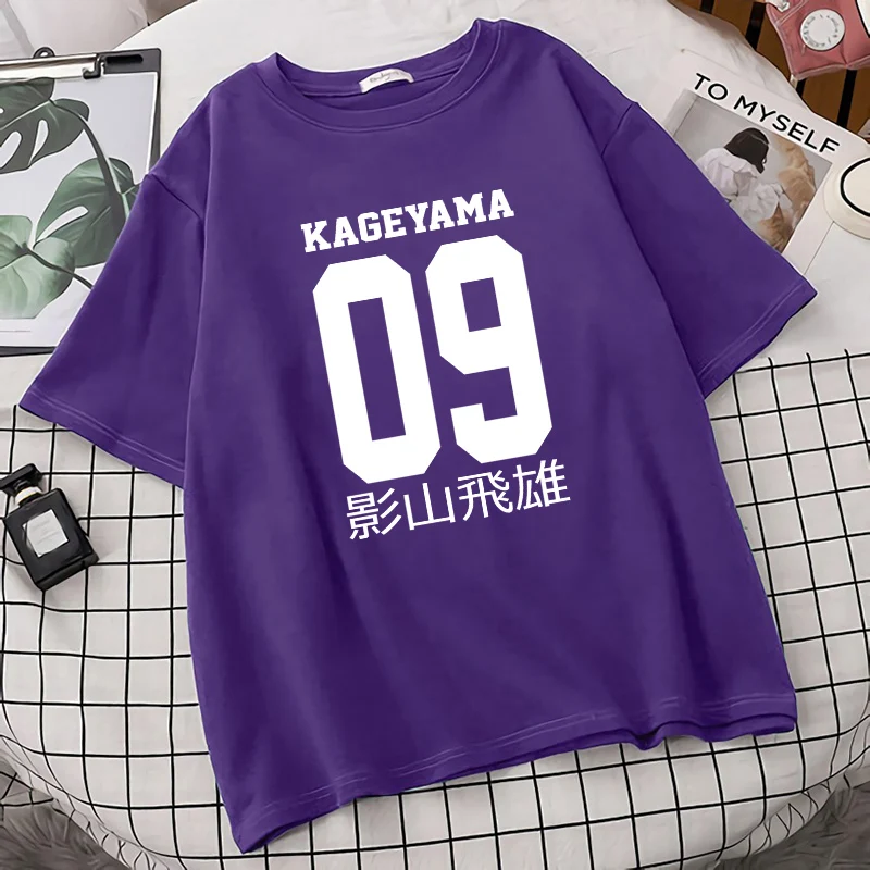 

Женская футболка оверсайз Haikyuu Kageyama Tobio, свободная повседневная хлопковая футболка с коротким рукавом, новинка 2021, летняя Мягкая футболка в ...