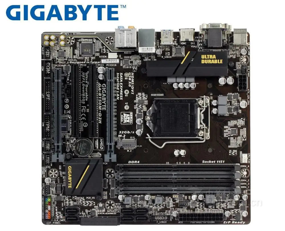 Gigabyte GA-B150M-D3H оригинальная б/у рабочего стола материнской платы DDR4 LGA 1151 B150M-D3H 14NM Процессор 64 Гб USB2.0 USB3.0 B150 материнская плата
