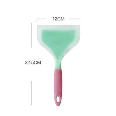 Green-Pink ERMAKOVA противопригарная силиконовая основа проката с завязкой сзади; лопата жар-устойчивый скребок лопаточка для рыбы 4,7 дюймов Широкий Рыбий стейк Яйцо Тернер - Цвет: Green-Pink