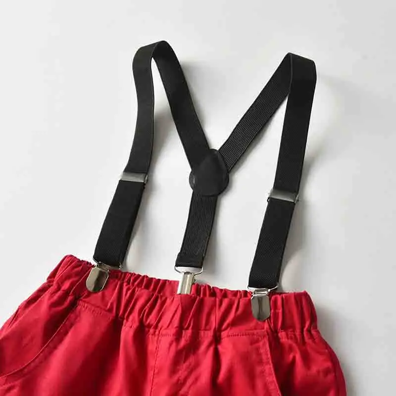 

Baby Boy Clothes Set Summer Gentleman Suit Toddler Bow Tie Print Shirt+Suspenders Shorts Formal Toddler Boys Children Clothing
