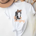 Женские Забавные футболки с мультяшным принтом лошадей, летняя женская футболка с коротким рукавом, Повседневная футболка с графическим принтом в стиле Харадзюку