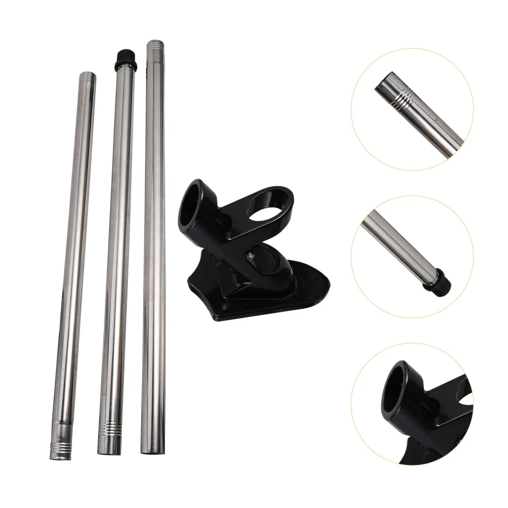 

1 Set 1.5M Stainless Steel Flag Pole Heavy Garden Flag Rod Flag Holder