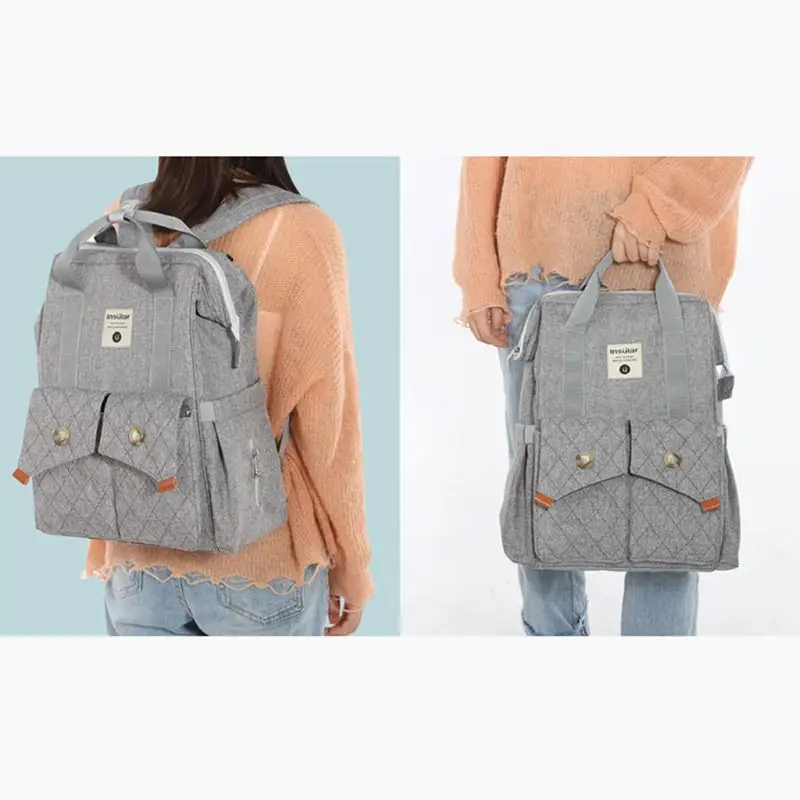 

Waterproof Mummy Bag with Stroller Strap Travel Large Capacity Nappy Diaper Bag D0AF