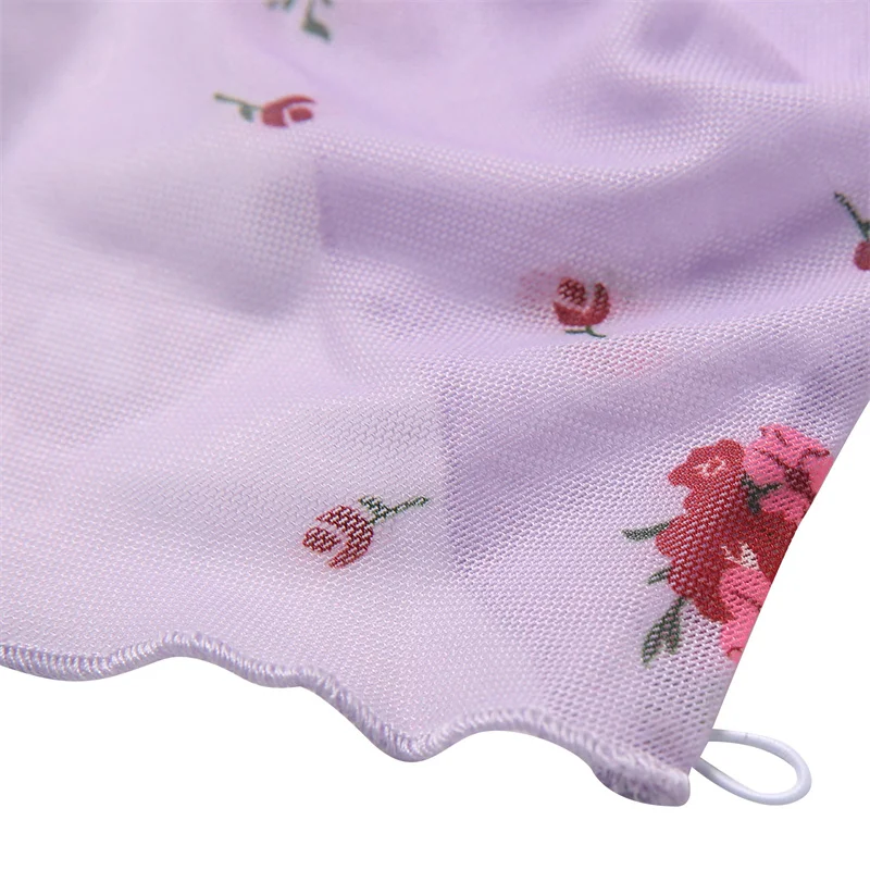 

Ladies Summer Sexy Chest Wrap Creative Irregular Hem V-neck Floral Printing Hanging Neck Sleeveless Top Slim Backless Camisole