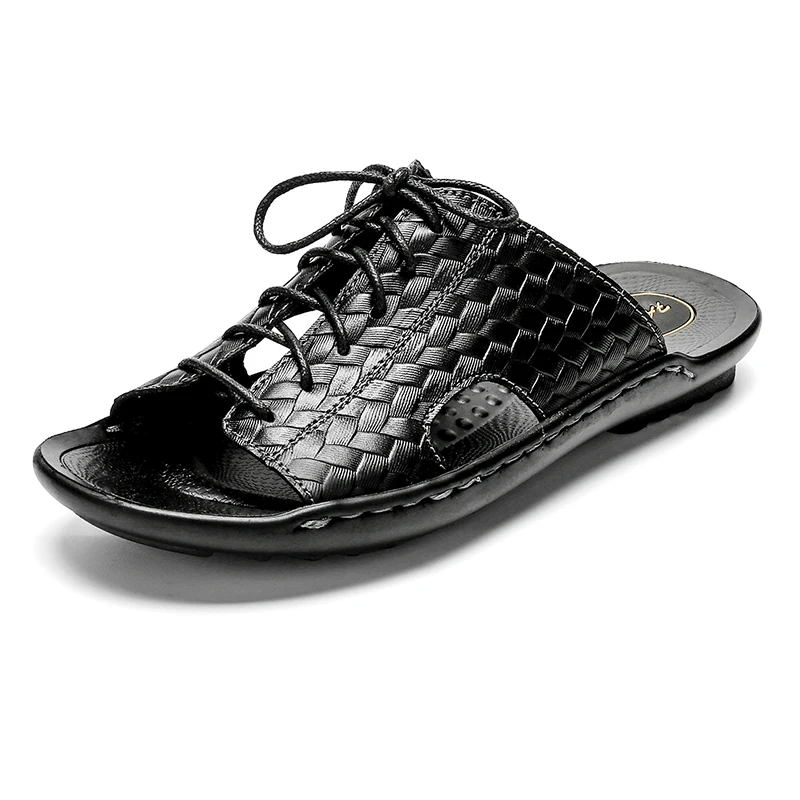 Летние мужские сандалии Мягкие кожаные Повседневные Удобные кроссовки на
