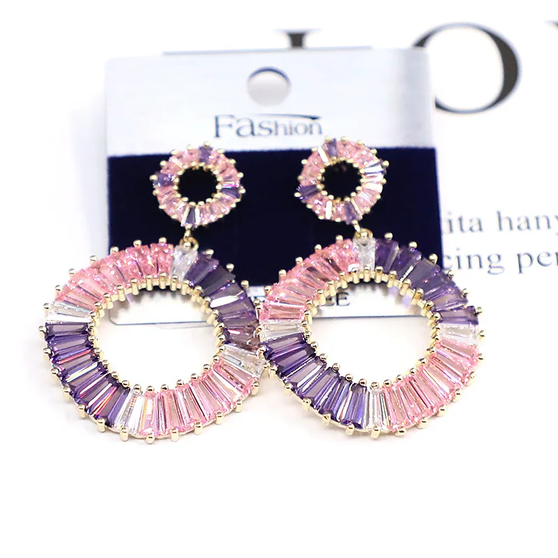 

Pink and purple ring fashion personality earrings 210318-51