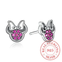 925 sterling silver crystal cartoon animal charm stud earrings for women grils kids wedding gift female pendientes eh020