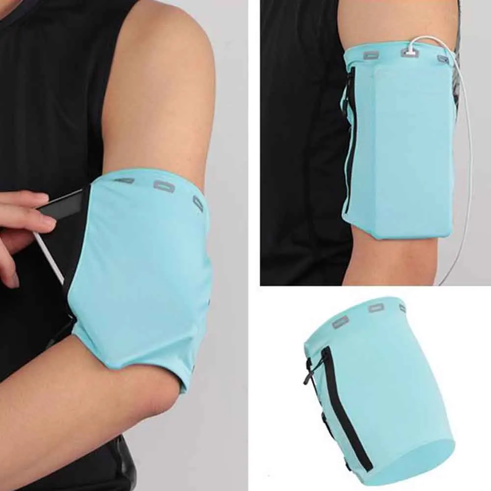 

Sports Armband Yoga Reflective Design Universal Fit Zipper Mobile Phone Fitness Double Pocket Arm Bag Gym Workouts Elastic
