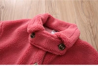 2021 New Peach Winter Lamb Wool Coat for Girls Kids Plus Velvet Jackets for 2-8 Years Olds Thicken Fleece Pockets Coats