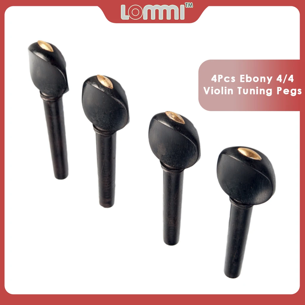 LOMMI 4Pcs Ebony 4/4 Violin Tuning Pegs Tuners With Copper Inaly String Tun...