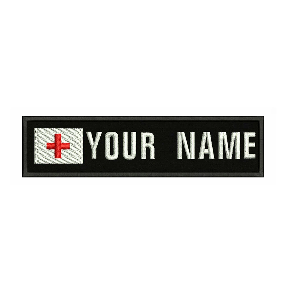 

Hospital Red Cross Logo 10X2.5cm Embroidery Custom Name Text Patch Stripes Badge Iron On Or Velcros Patches