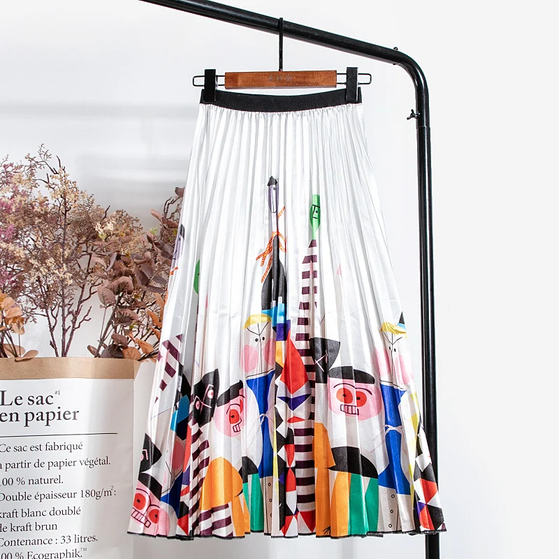 Юбка женская плиссированная с высокой талией модная вечерние ди-юбка мультяшным