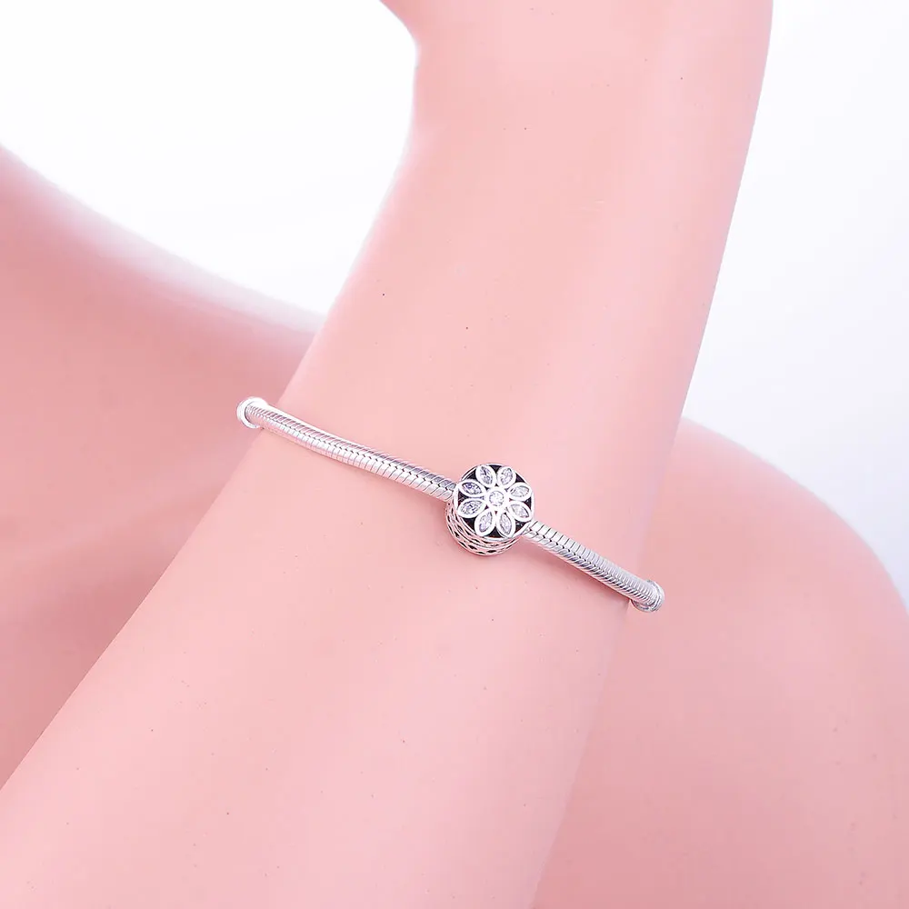 

Authentic 925 Sterling Silver Crystal CZ Flower Clip Charms Beads Fit Original Pandora Charms Bracelets Necklaces Jewelry Making
