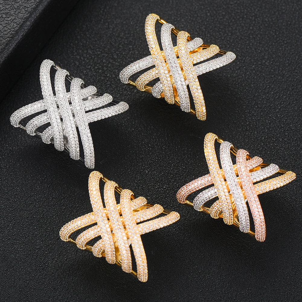 

LARRAURI Trendy Cross Geometry Cubic Zirconia Stacks Rings for Women Finger Rings Beads Charm Ring Bohemian Beach Jewelry 2019