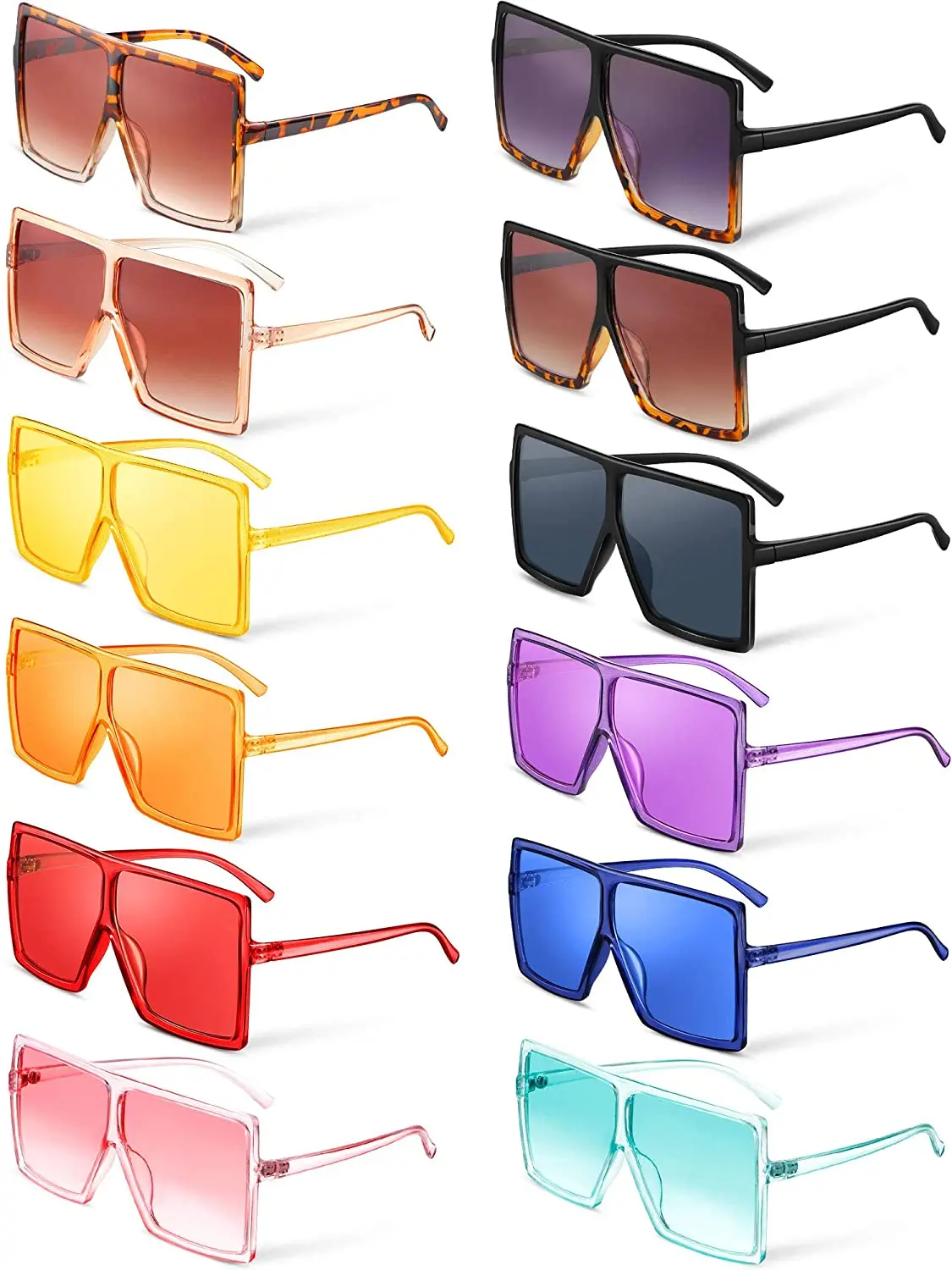 

Oversized Square Sunglasses Flat Top Shades Retro Oversize Sunglasses for Women, 12 Colors