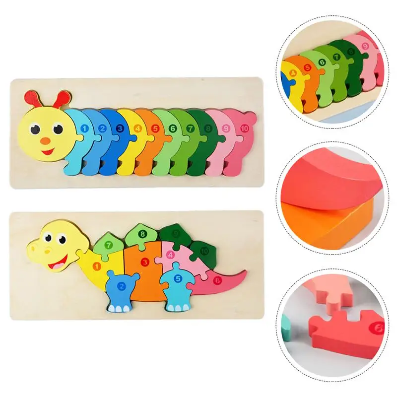 

2pcs Wood Animal Jigsaw Puzzles Kids Educational Playthings Cartoon 3D Puzzles