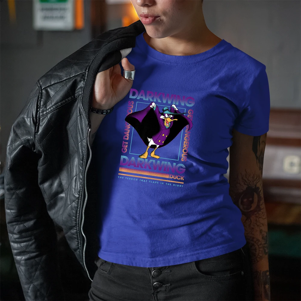 Darkwing Duck Мультяшный принт Disney Летние новые женские футболки Модные уличные