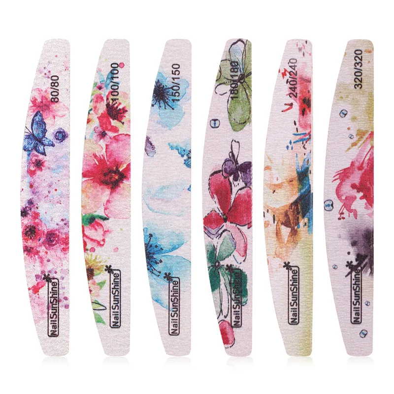 

Flower nail file high-grade sand waterproof wear-resistant stringer Nail File | Half-moon- Disposable Nail File - Pack of 6 pcs