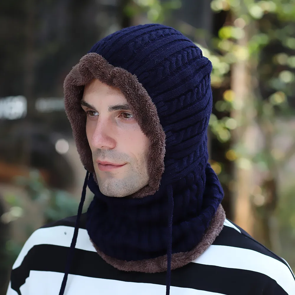 Ear cap for men in winter with fur hat scarf and thickening riding neck |