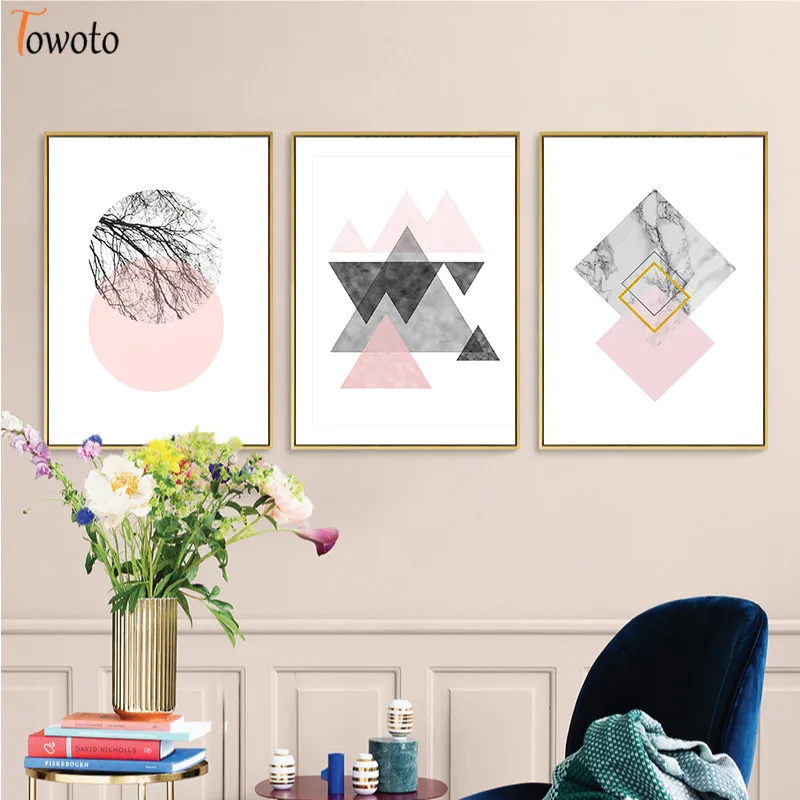 Абстрактное украшение Картина на холсте для гостиной постер с принтом розовый