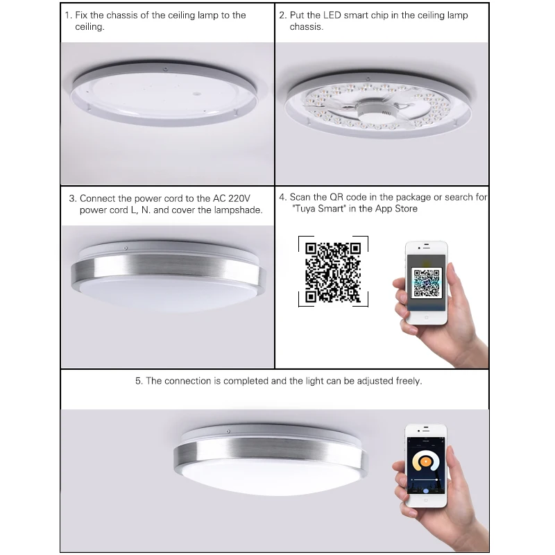 

WIFI Smart LED Ceiling Light 72W Voice Control Indoor Alexa Google Modern Lamp For Home For Dining Room Kitchen Bathroom Room
