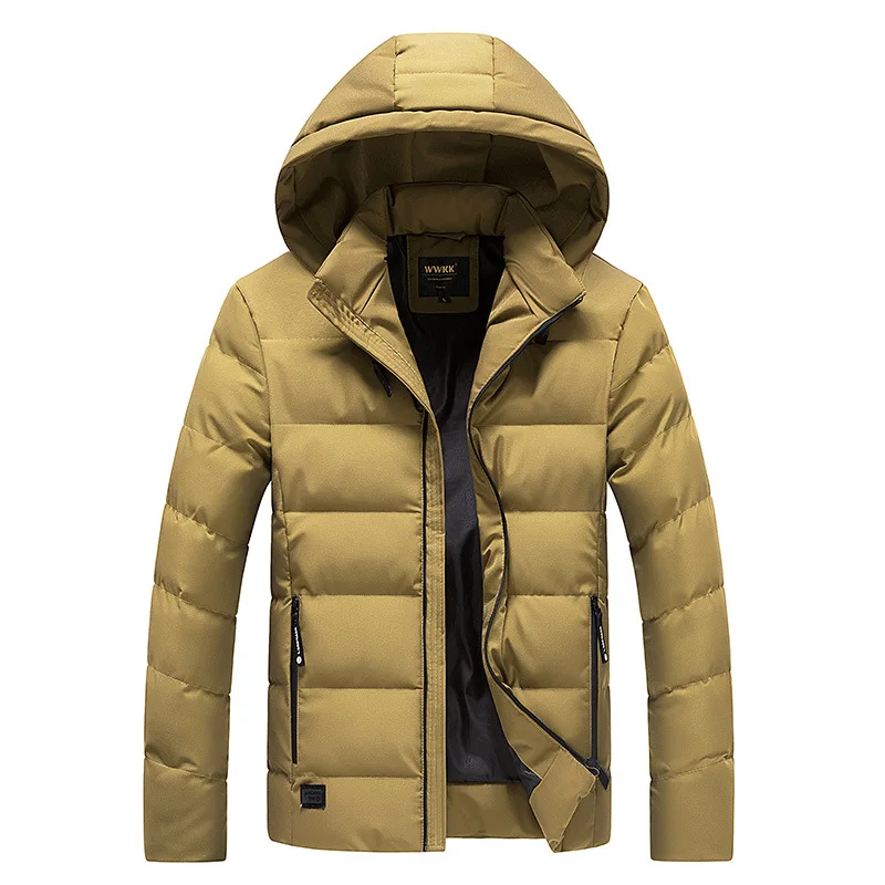 Winter Casual Plain Color Hooded Coat Warm Parkas Outwear Men's Padded Thick Zipper Down Jackets