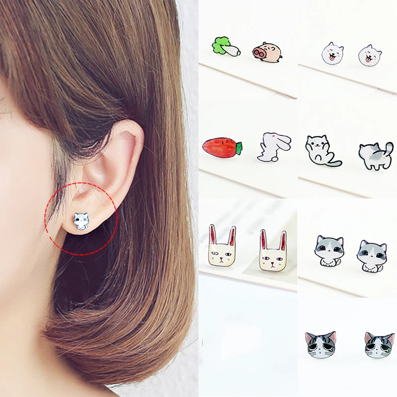 Женские серьги гвоздики в виде животных 1 пара|Серьги-гвоздики| |