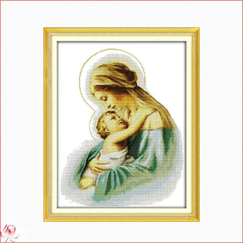 

Madonna And Child Cross Stitch Kit 14ct 11ct Canvas Fabric Embroidery Kit DIY Character Pattern Sewing Set Home Decoration