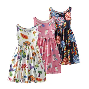 Летнее платье для девочек; Детские платья без рукавов с принтом; Детские платья для девочек; Повседневное хлопковое платье; Детская одежда