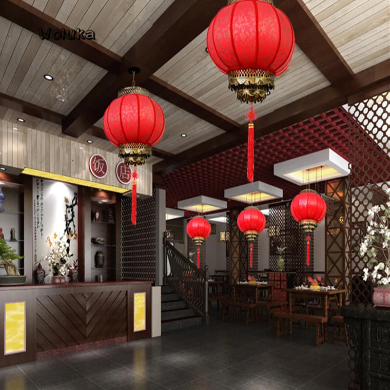 Большой красный круглый фонарь в традиционном китайском стиле ПВХ для помещений