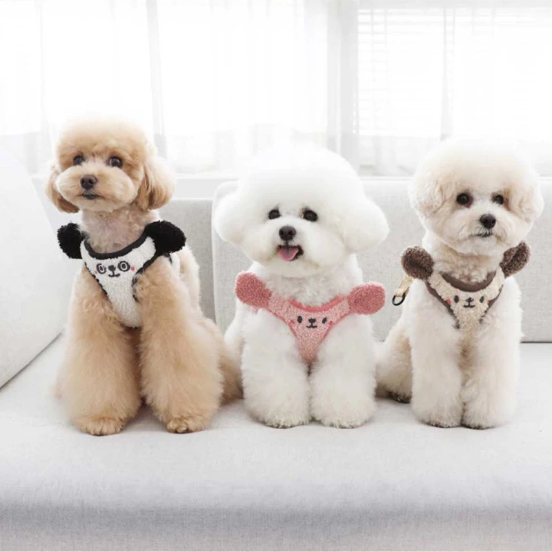 

Pet Harnesses Vest Soft Wool Adjustable Outdoor Walking Running Lead Leashs for Teddy Bear Pomerang Cat Dogs Training Accessorie