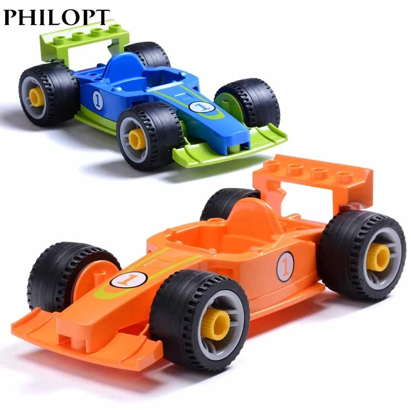 

Big Building Blocks Super Car F1 Racing Tires Formula Race Car Compatible Large Brick Parts Bricks DIY Education Kids Toys Gifts