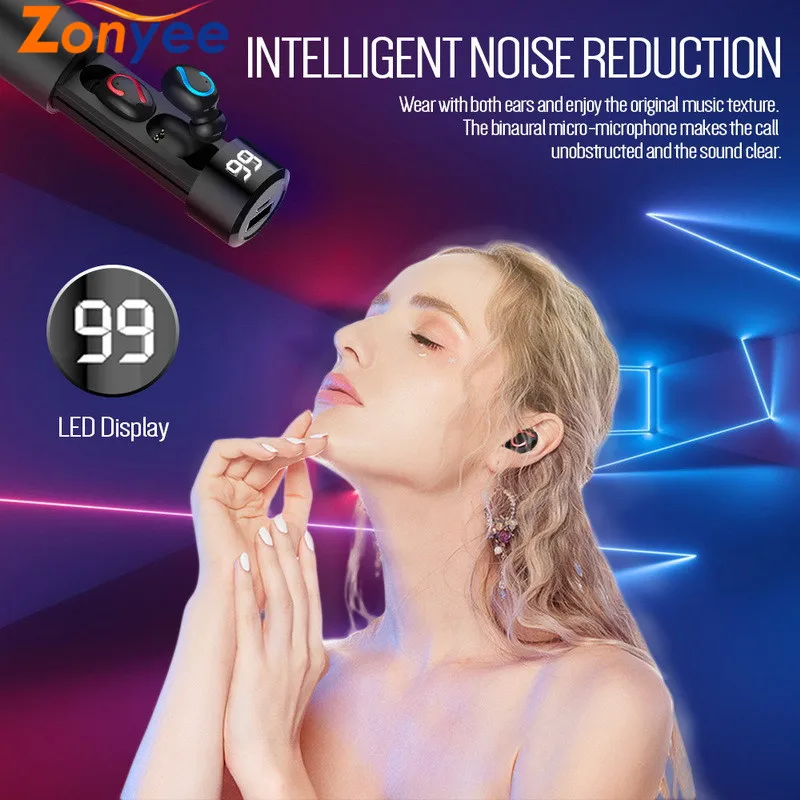 Беспроводные наушники 3D стерео мини Bluetooth наушники 5,0 двойной микрофон Спорт IPX5 Водонепроницаемый Банк питания Heaphone Авто сопряжение гарнитура
